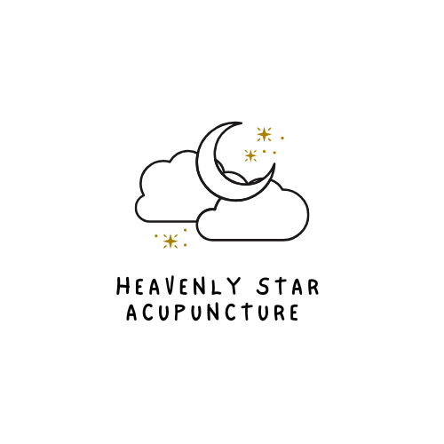 heavenly star acupuncture shows a picture of golden stars on a background of the moon and clouds 